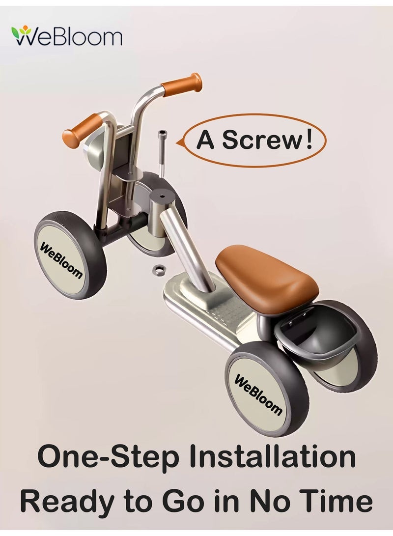 WeBloom Baby Ride on Car Kids Balance Bike, 4-Wheel Baby Walker Silent and Durable, with Large Anti-Slip Wheels and Soft Seat, Mini Baby Bike with Music and Lights,Sturdy Safe Indoor Outdoor Ride On Toy, for Boys and Girls Gifts - Image 5